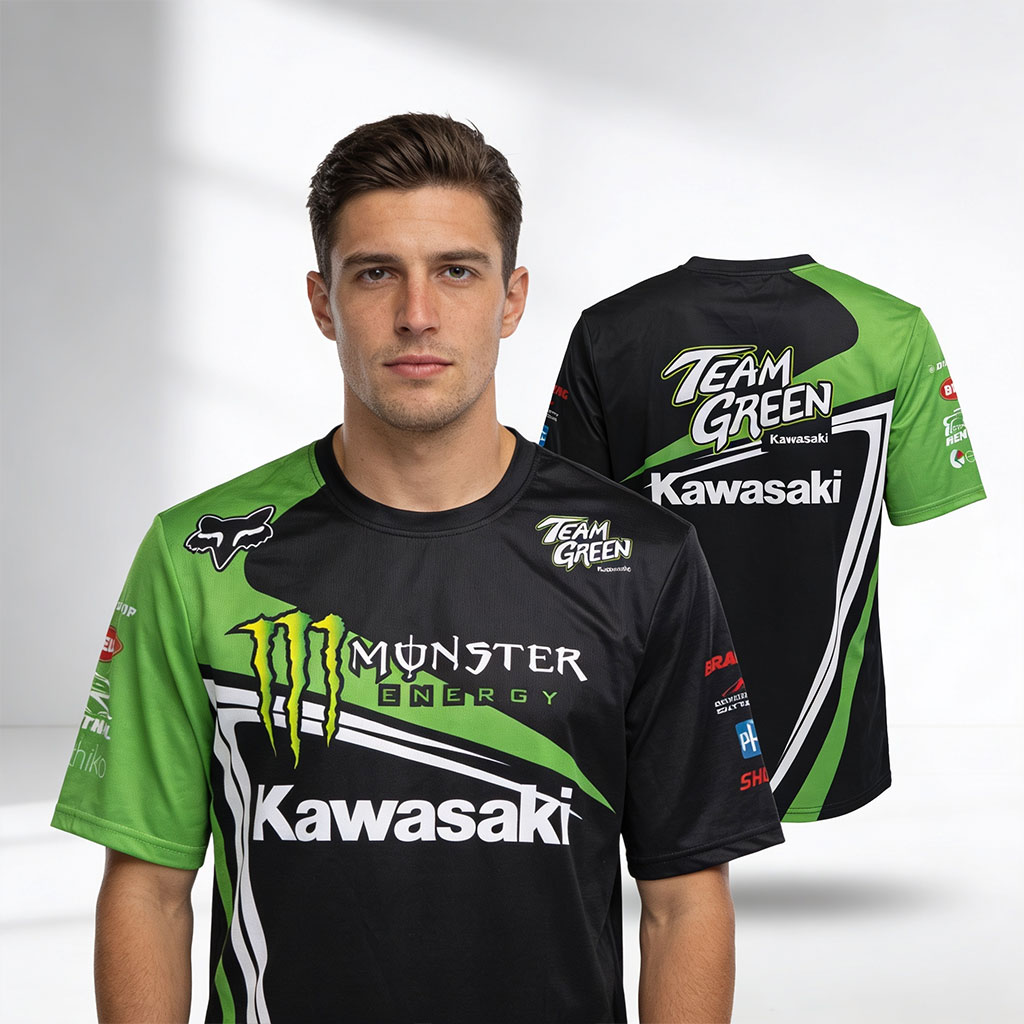 T-shirt Sport Kawasaki Team Green Premium Edition Monster V2 - تيشرت كواساكي الرياضي الاحترافي 6