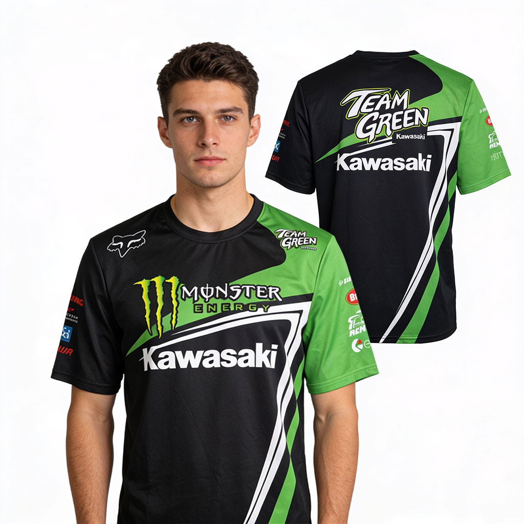 T-shirt Sport Kawasaki Team Green Premium Edition Monster V2 - تيشرت كواساكي الرياضي الاحترافي 7