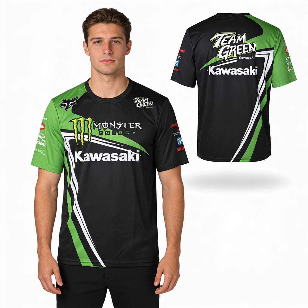 T-shirt Sport Kawasaki Team Green Premium Edition Monster V2 - تيشرت كواساكي الرياضي الاحترافي 8