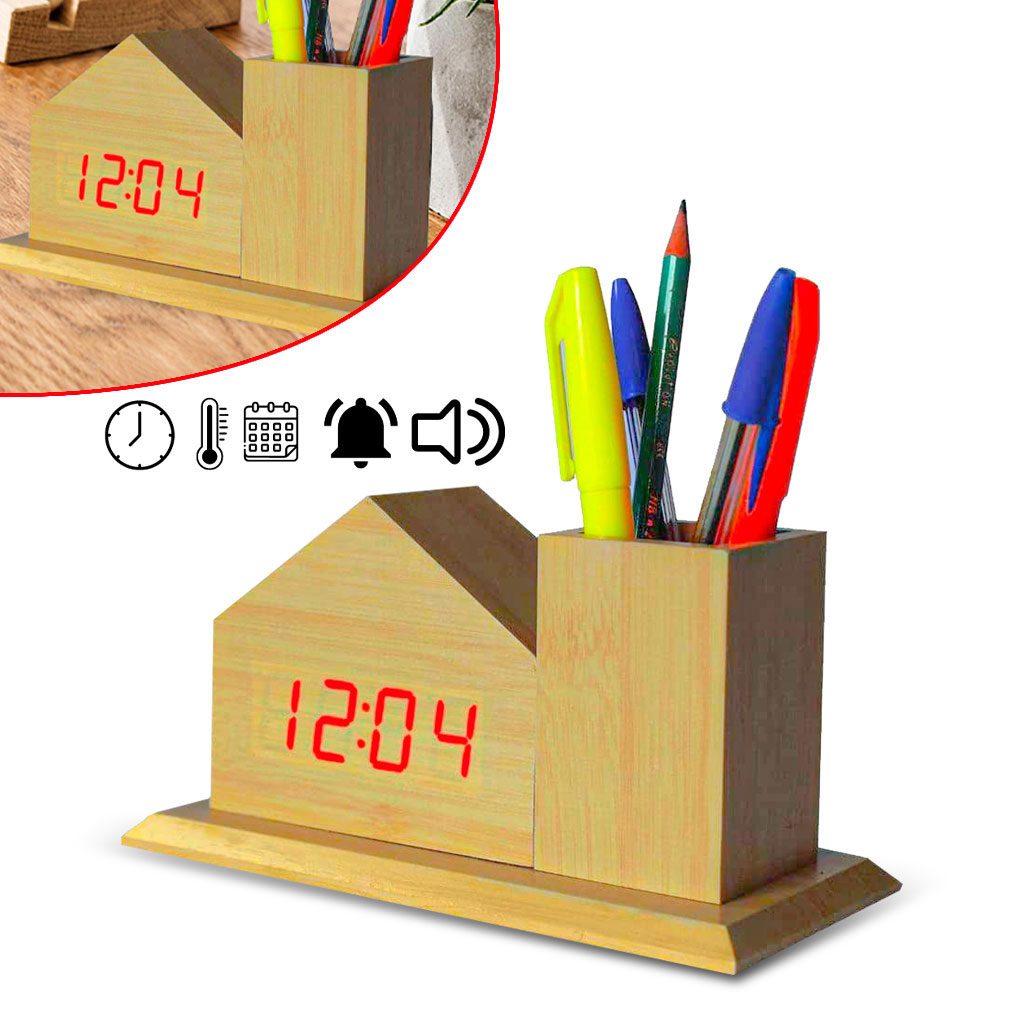Digital Wooden Clock Sound Control VST-879 1