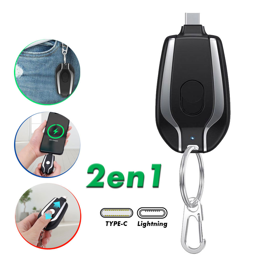 Porte-clés ET Power Bank d'urgence 2 EN 1 type C / IOS 1