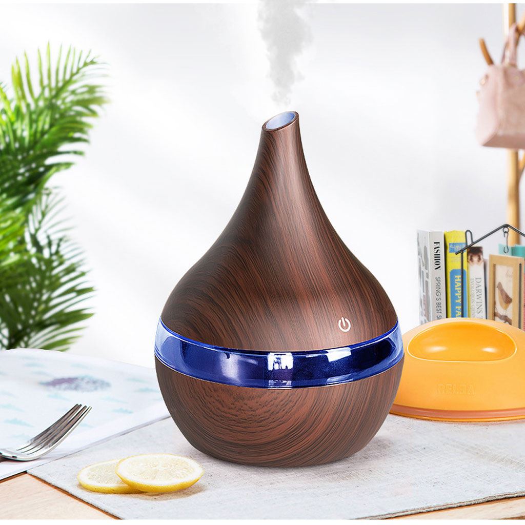 Humidificateur Électrique style bois 300ml Aromathérapie Diffuseur Avec 7 Couleur LED Lumière 2