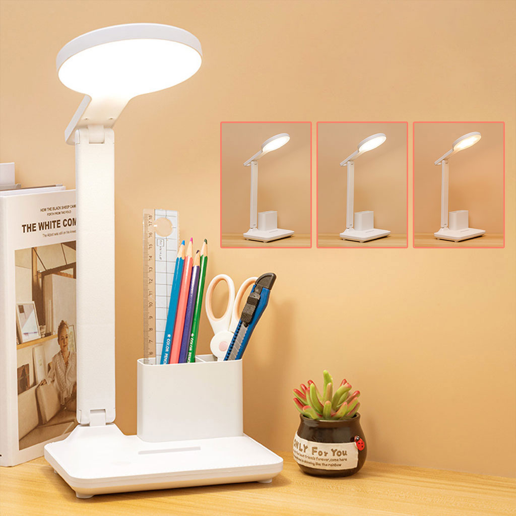 Lampe de Table LED Protection des yeux pliable avec porte-stylo, Rechargeable en USB 1