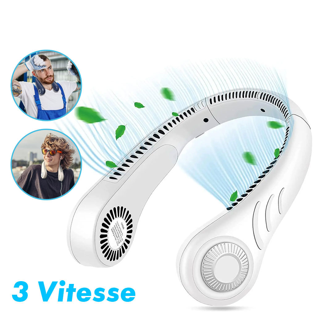 Ventilateur de cou portable 3 vitesses rechargeable USB, 2