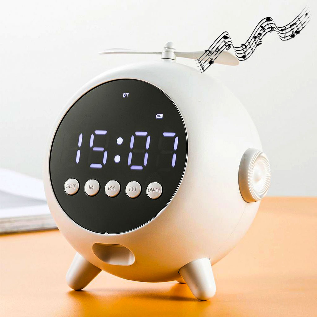 Réveil Numérique à Miroir Rechargeable avec Haut-parleur Portable Bluetooth 5.0 1