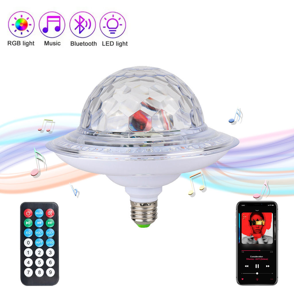 Boule Magique en Cristal UFO Musique Bluetooth LED RGB E27 1