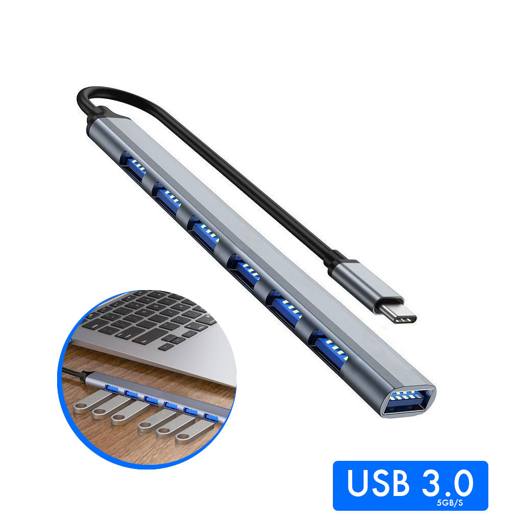 Hub Multiport USB en aluminium avec 7 Adaptateur USB-C 3.0 pour MacBook - Argent 2