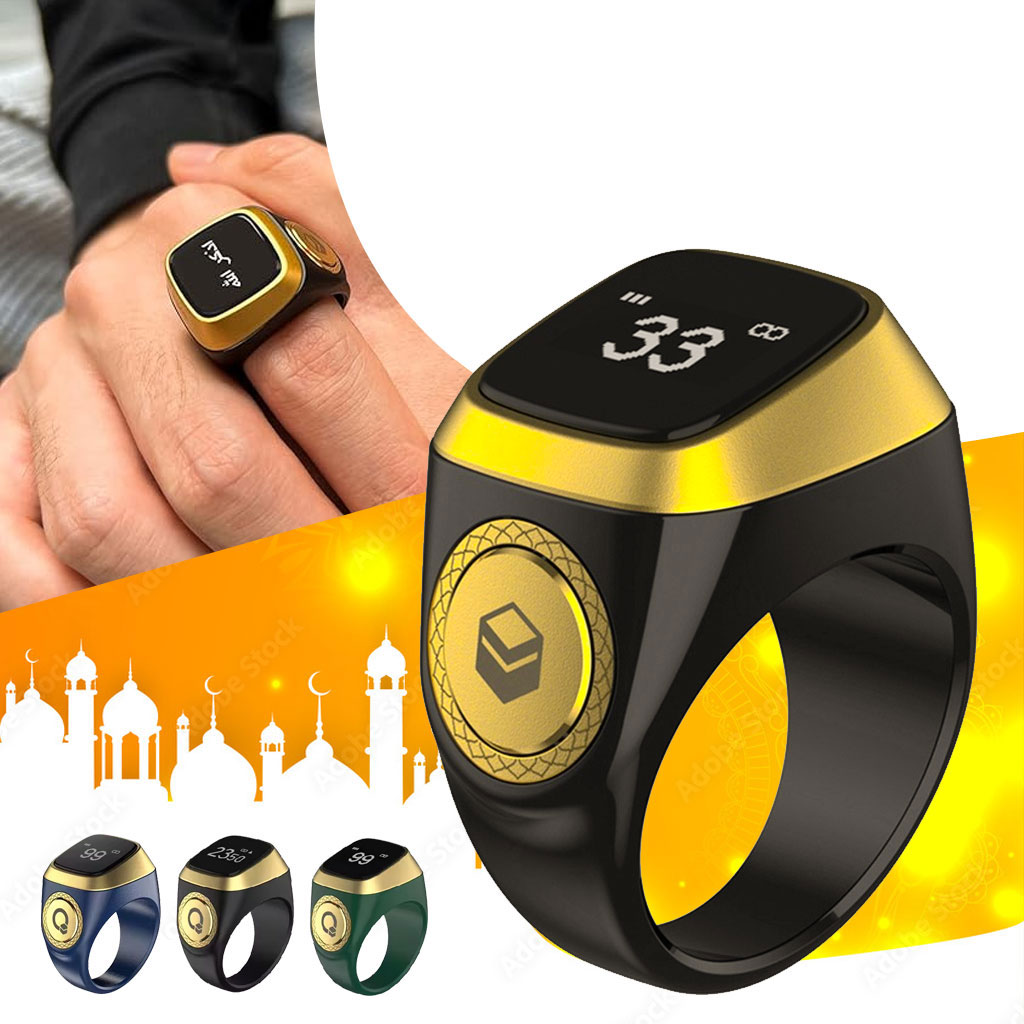 خاتم التسبيح الالكتروني الذكي IQIBLA يساعدك على التسبيح والتذكر بطريقة عملية وبسيطة -Zikr Ring Tasbih Counter - Noir 2