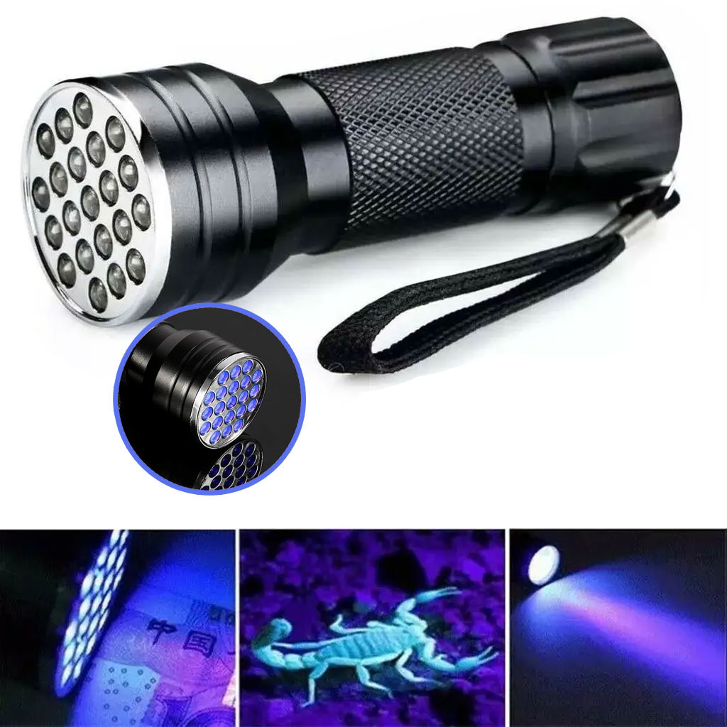 lampe de poche UV 21LED en alliage d'aluminium détecteur des scorpions et faux billet - المصباح بالأشعة فوق البنفسجية كاشف للعقارب والعملات المزورة 2