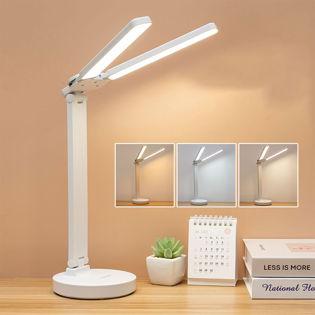 Lampe de bureau à Double tête, Protection des yeux, éclairage Led Rechargeable Avec 3 modes de lumiére 1