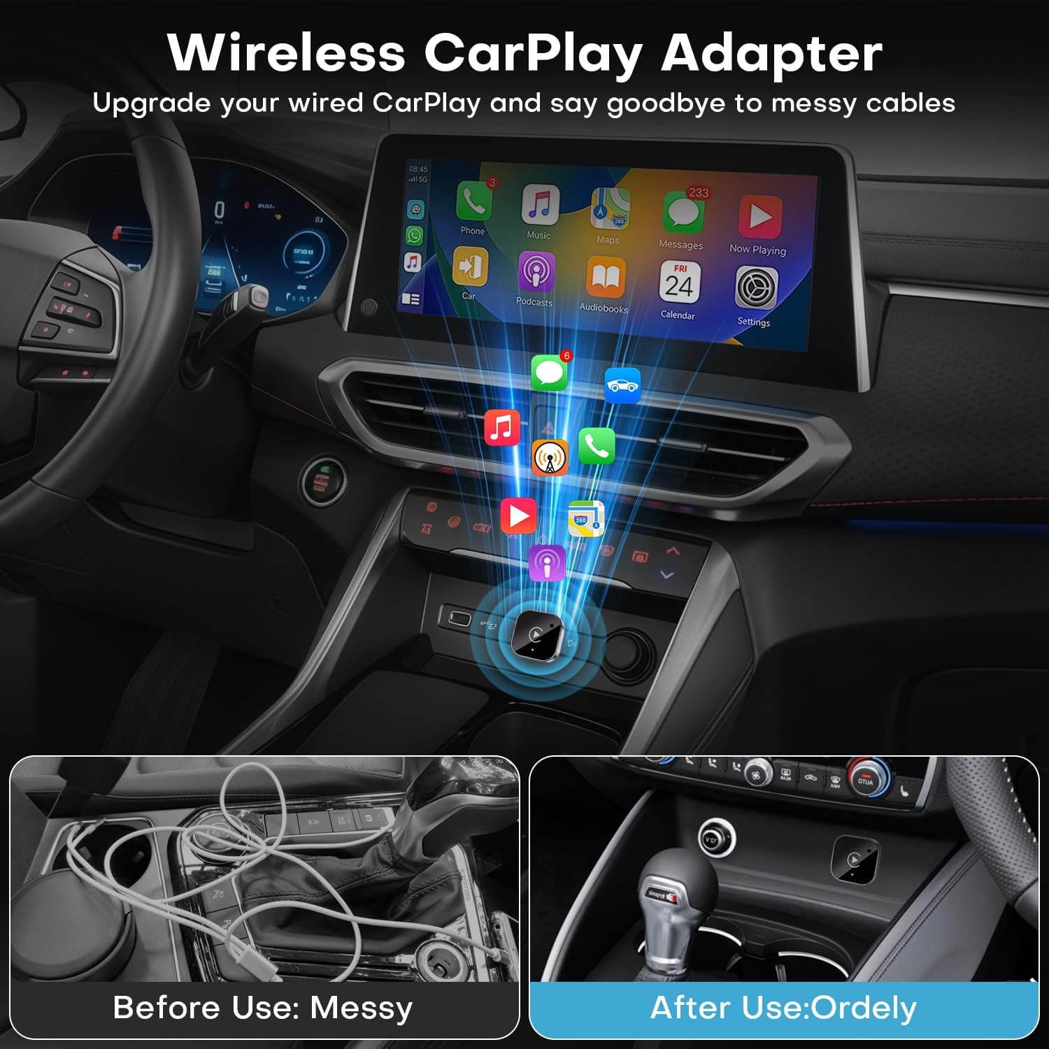 Adaptateur Sans Fil CarPlay et Android Auto pour Voitures - محول السيارة الذكي 2 في 1 - 6