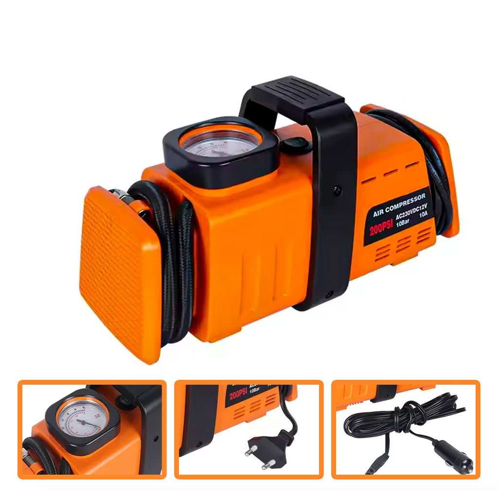 Compresseur d’aire a double adaptateur 220v/12v- 200psi - Orange 1