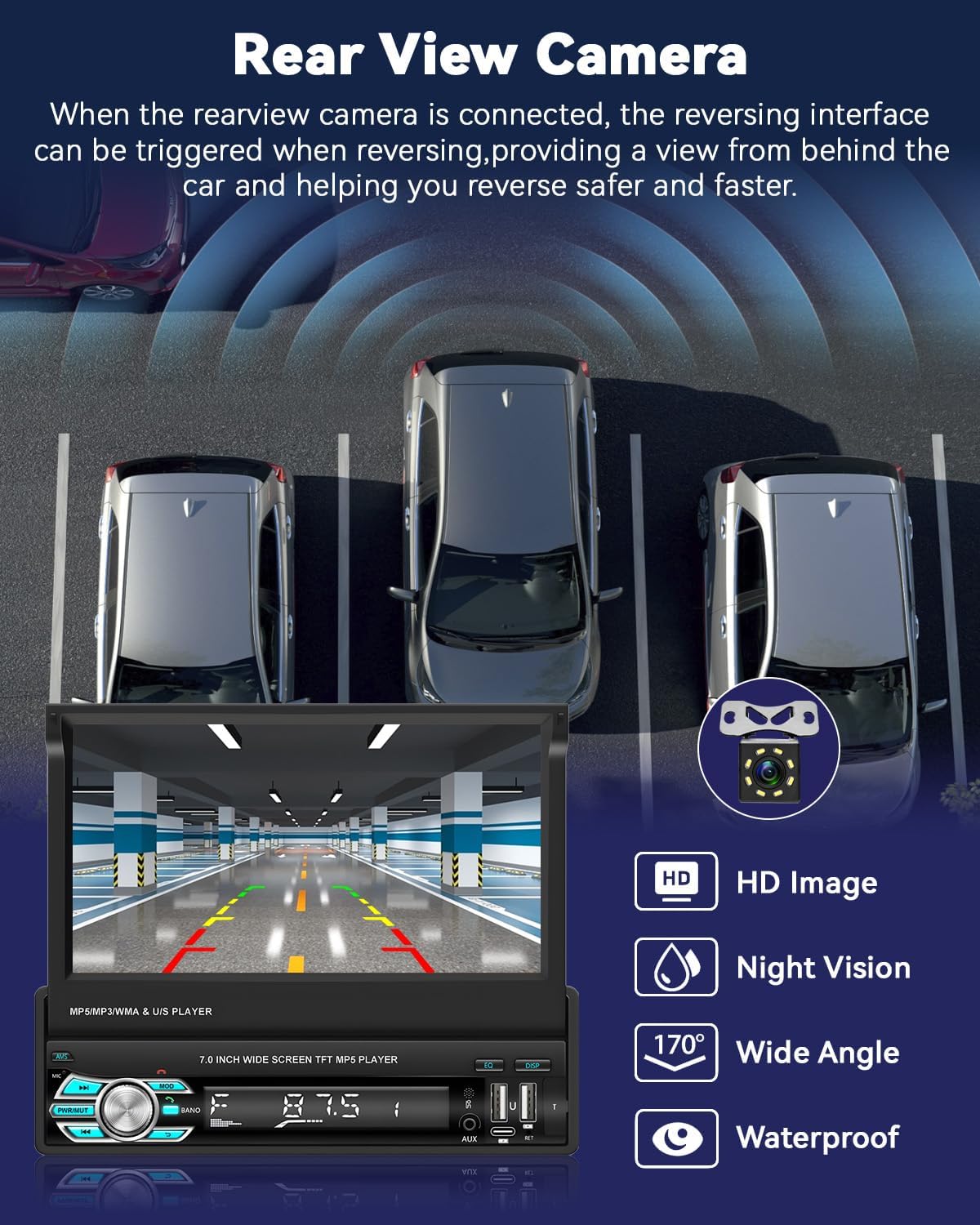 Autoradio Rétractable Tactile 7 Pouces Wireless CarPlay Android Auto 32+2GB - راديو السيارة الذكي بنظام أندرويد وشاشة 7 بوصة قابلة للطي - 2