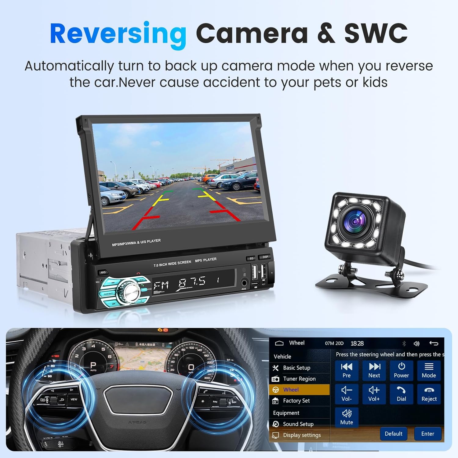 Autoradio Rétractable Tactile 7 Pouces Wireless CarPlay Android Auto 32+2GB - راديو السيارة الذكي بنظام أندرويد وشاشة 7 بوصة قابلة للطي - 8