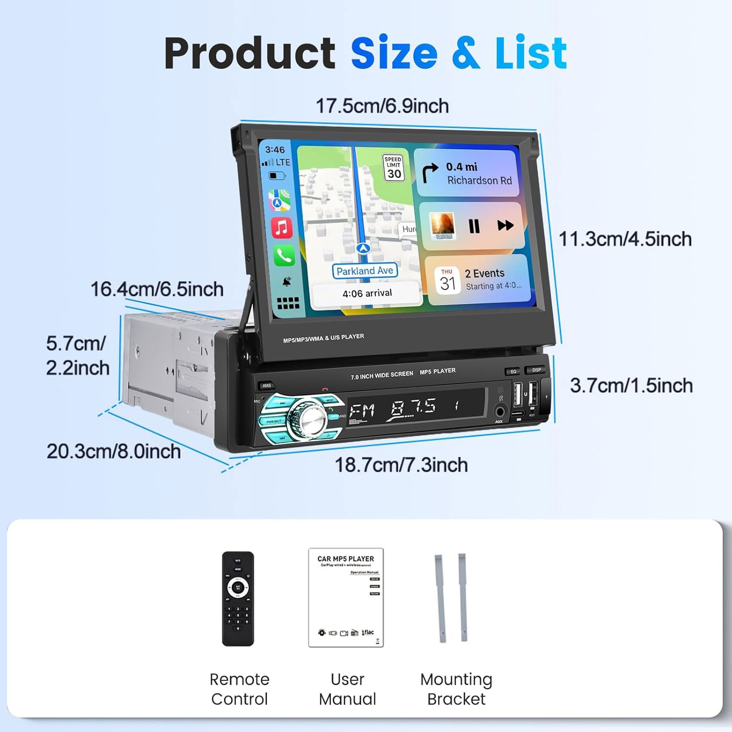Autoradio Rétractable Tactile 7 Pouces Wireless CarPlay Android Auto 32+2GB - راديو السيارة الذكي بنظام أندرويد وشاشة 7 بوصة قابلة للطي - 10