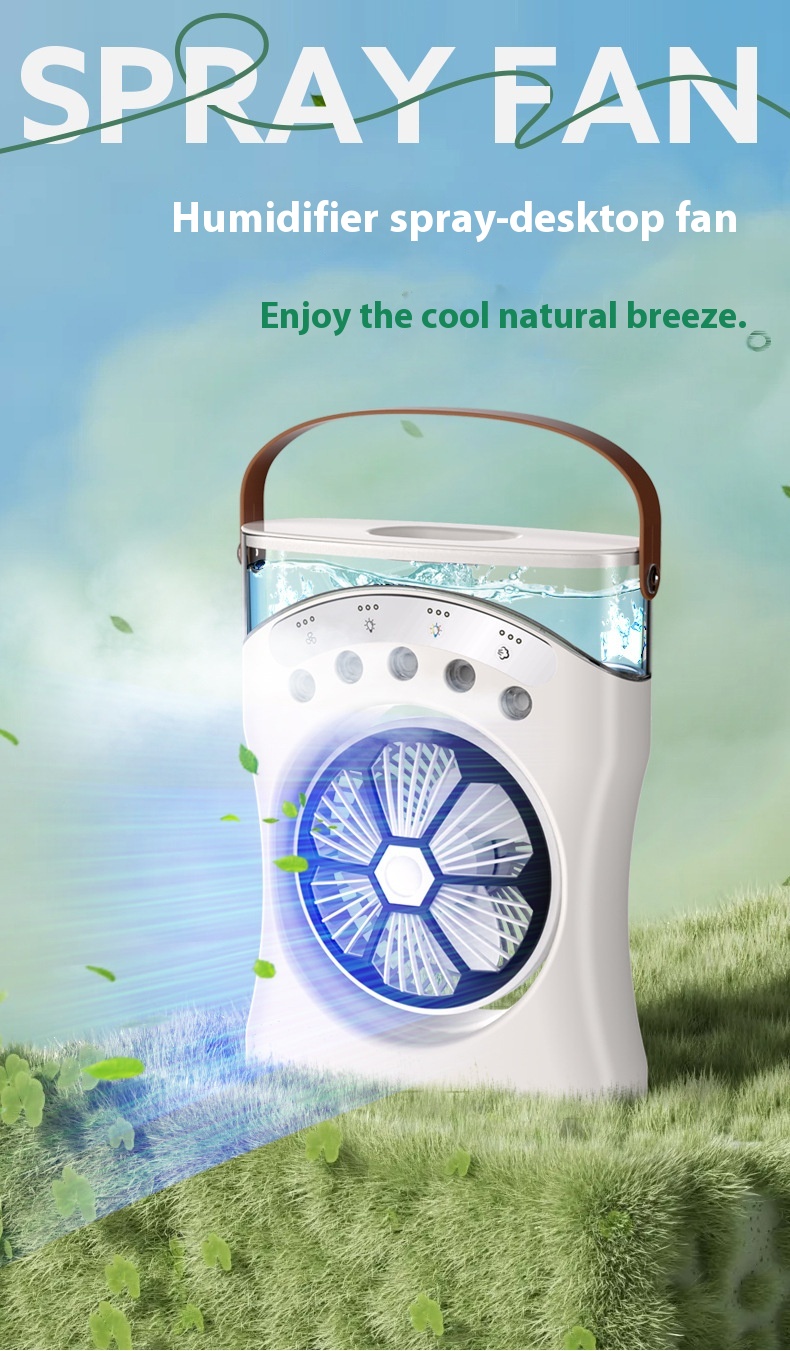 Ventilateur Brumisateur de Bureau Portable USB avec Éclairage - مروحة المكتب الذكية برذاذ الماء والترطيب بـ 3 سرعات - 1