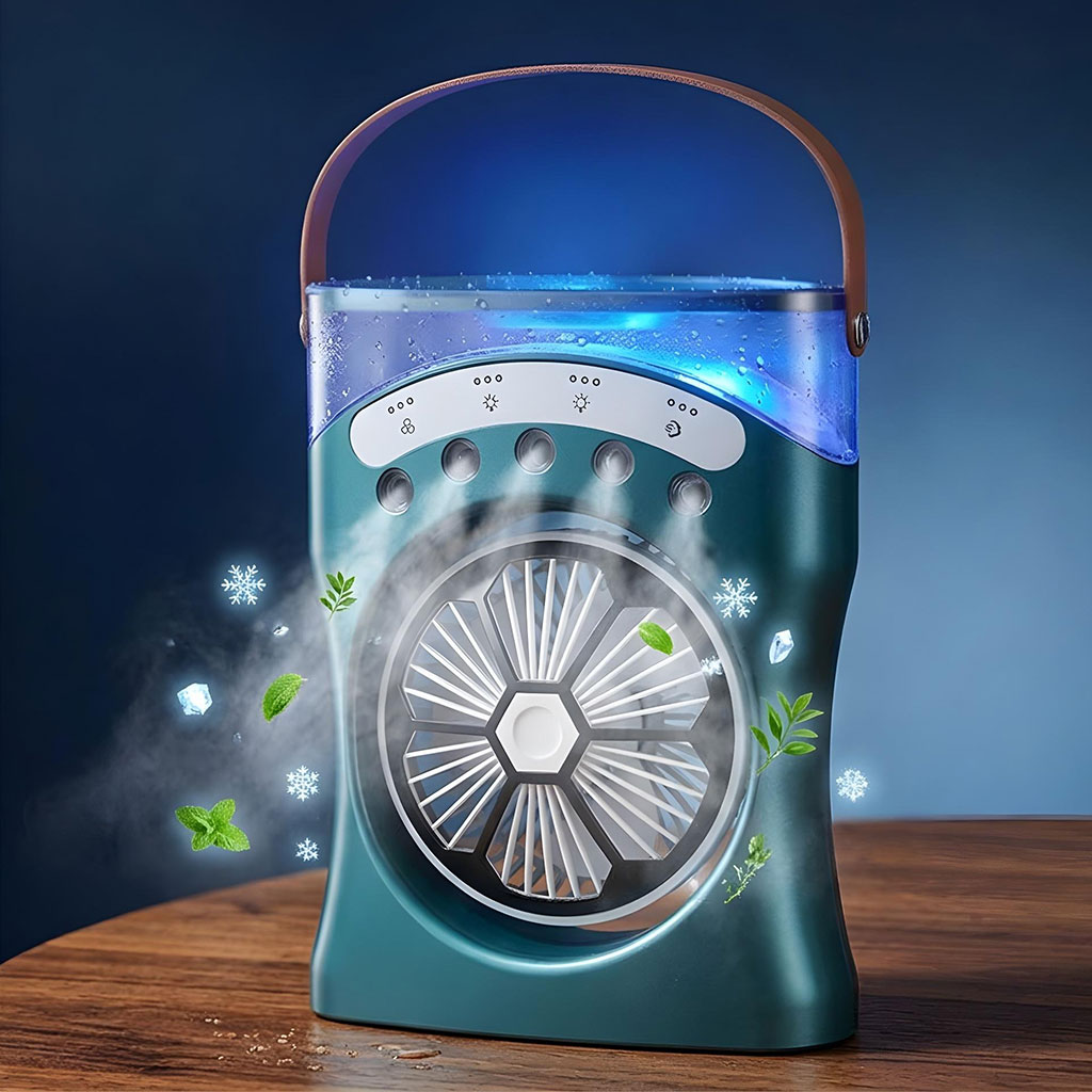 Ventilateur Brumisateur de Bureau Portable USB avec Éclairage - مروحة المكتب الذكية برذاذ الماء والترطيب بـ 3 سرعات 2