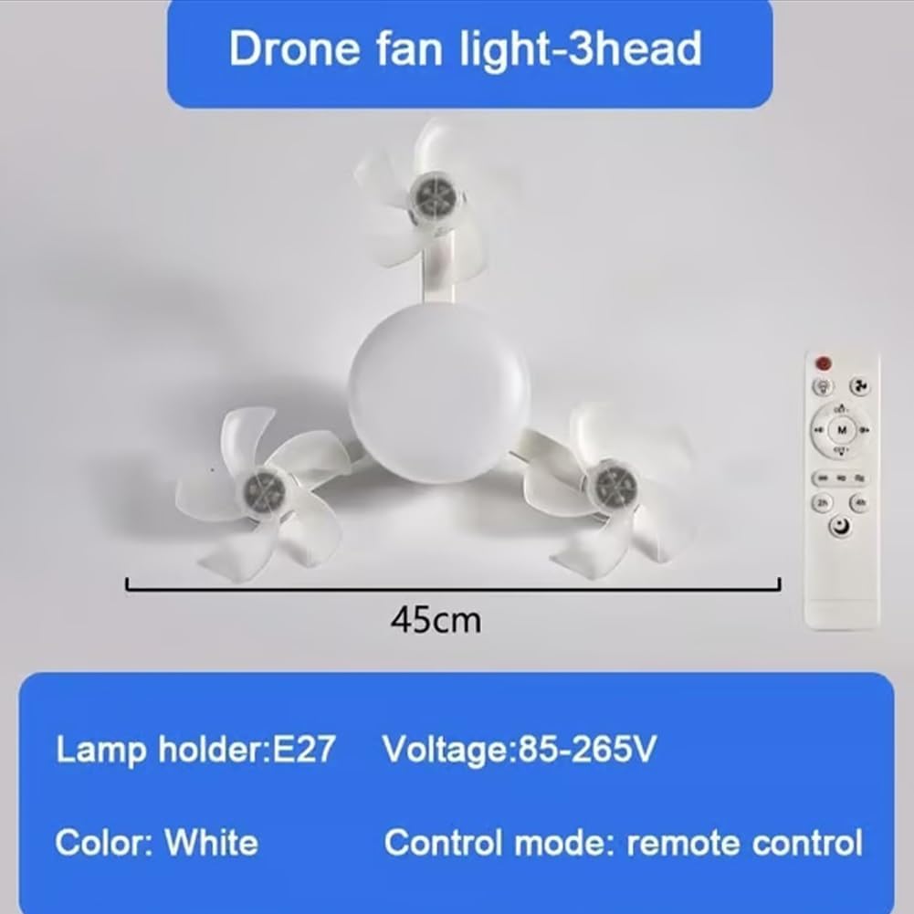 Ventilateur de Plafond LED Style Drone avec Télécommande - مصباح ومروحة السقف الذكية بتصميم درون 4