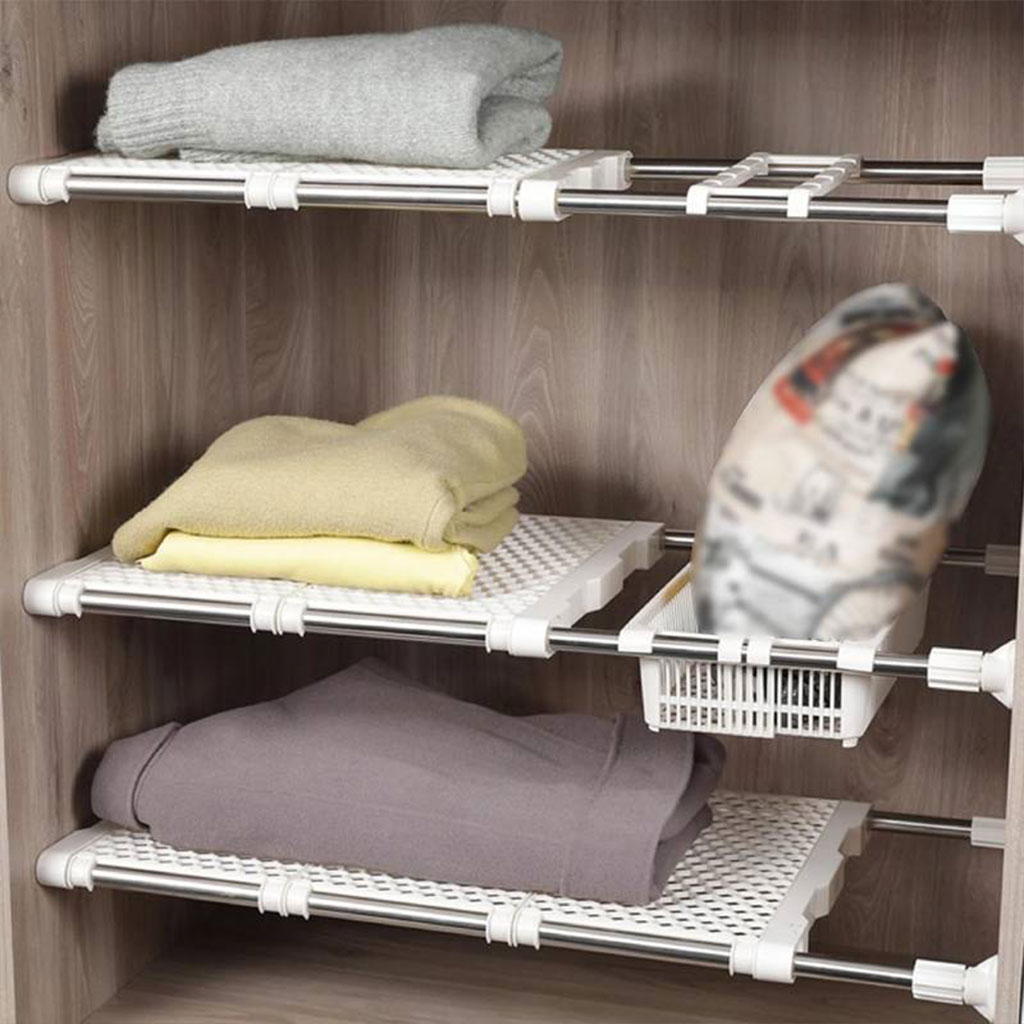 Étagère de placard mural extensible tuyau télescopique 1Pcs - رف خزانة حائط قابل للتمديد مزود بأنبوب تلسكوبي - 3