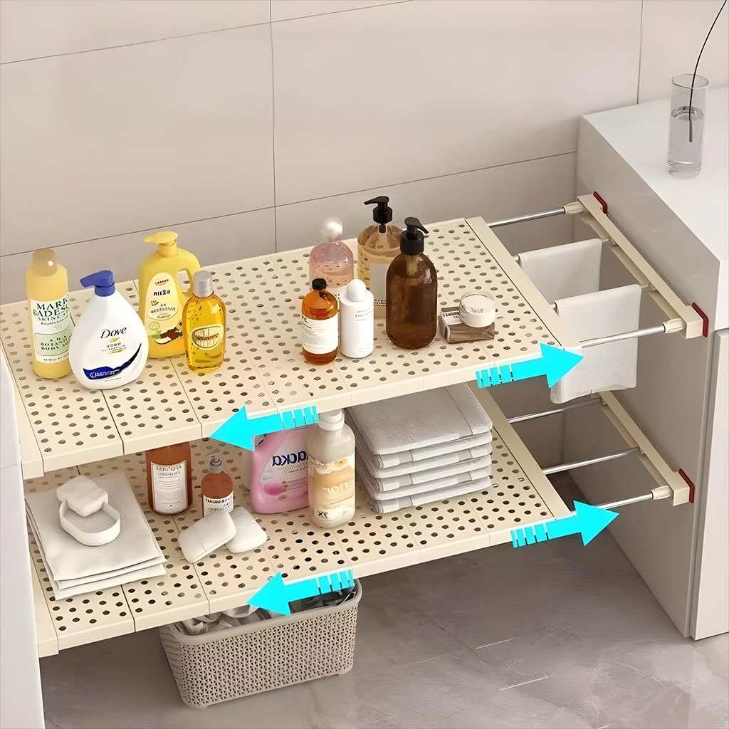 Étagère de placard mural extensible tuyau télescopique 1Pcs - رف خزانة حائط قابل للتمديد مزود بأنبوب تلسكوبي 1