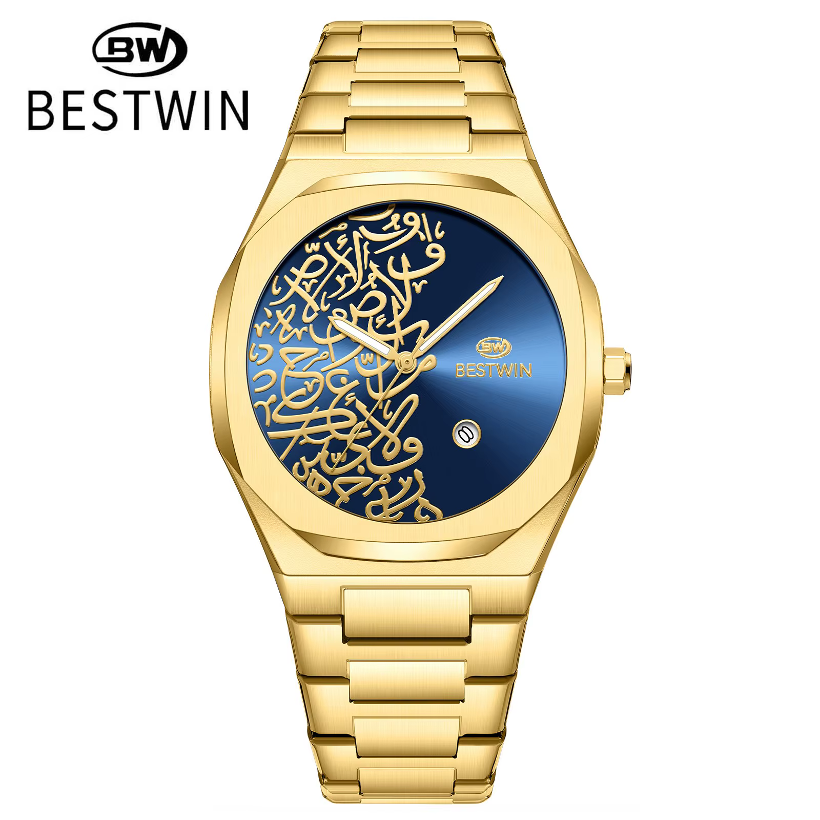 Montre Élégante avec Cadran en Calligraphie Arabe (3D Relief) - ساعة يد كلاسيكية بالخط العربي ثلاثي الأبعاد 15