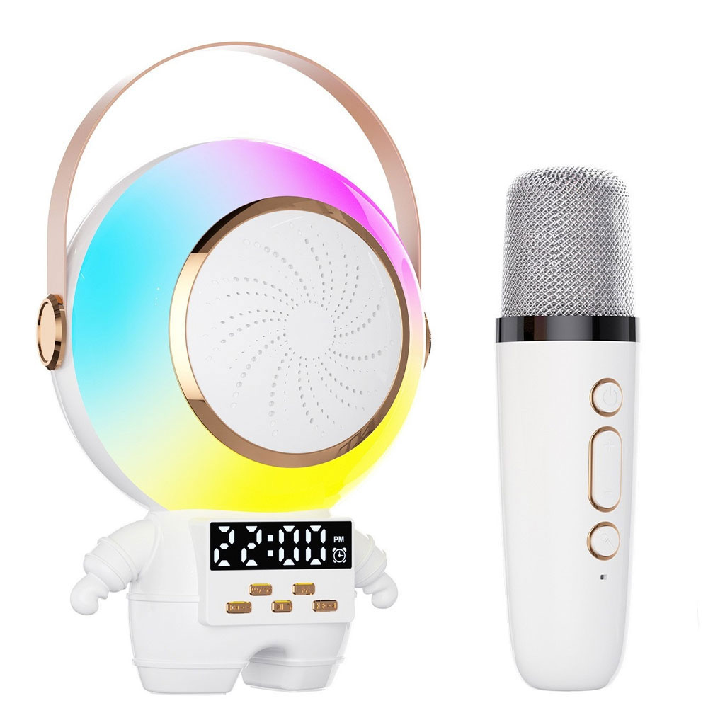 Haut-parleur Bluetooth karaoké astronaute avec microphone et réveil intégré 1