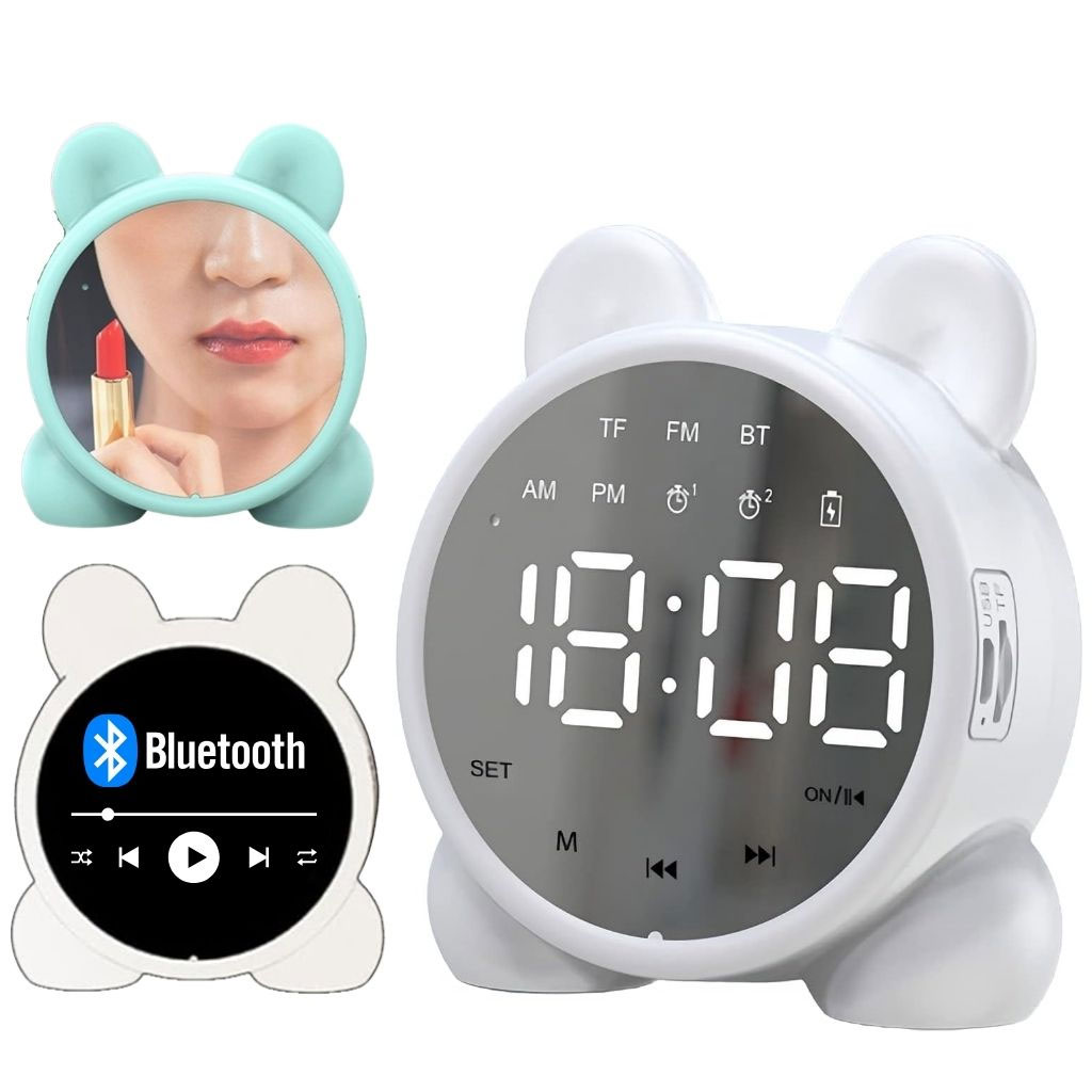 Réveil Numérique Sans Fil avec Affichage LED Miroir et Haut-Parleur Bluetooth - منبه رقمي لاسلكي بشاشة مرآة ومكبر صوت بلوتوث 1