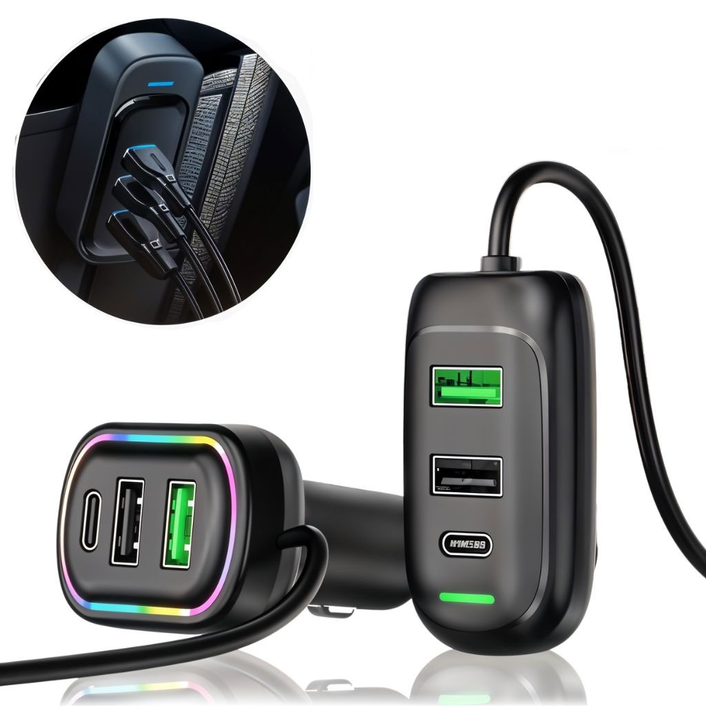 Chargeur Voiture 6 Ports USB Type-C avec Éclairage RGB – شاحن سيارة 1