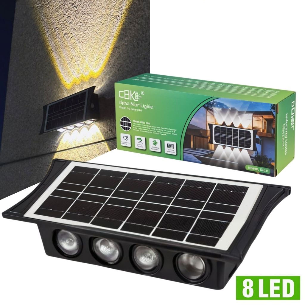 Projecteur Solaire Étanche IP65 pour Jardin et Terrasse - ضوء جداري خارجي يعمل بالطاقة الشمسية مقاوم للماء 1
