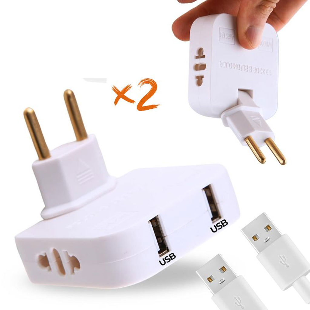 Pack 2 Multiprise Murale Plate Derrière Meuble avec USB - مقبس طاقة 1