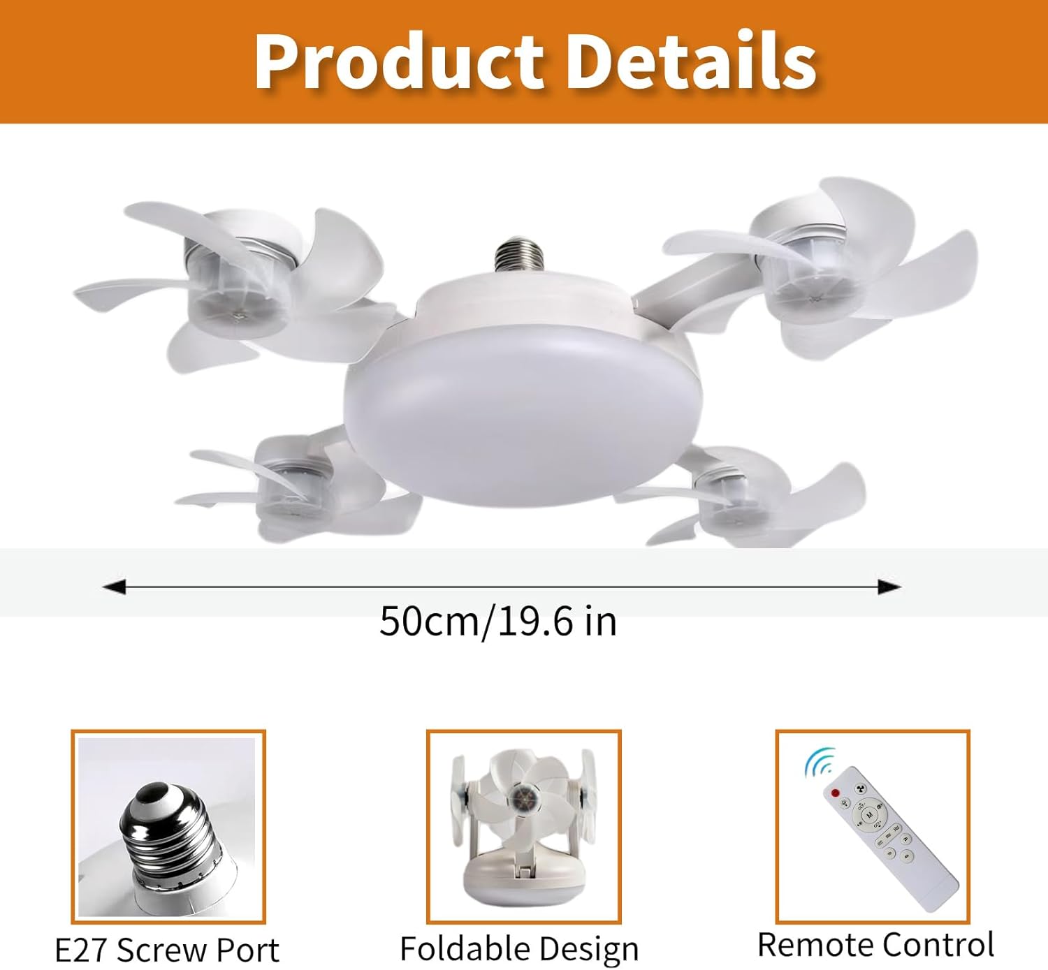 Ventilateur de Plafond LED Drone F4 avec Télécommande et Variateur - مروحة سقف ومصباح بتصميم الدرون مع ريموت كنترول - 1