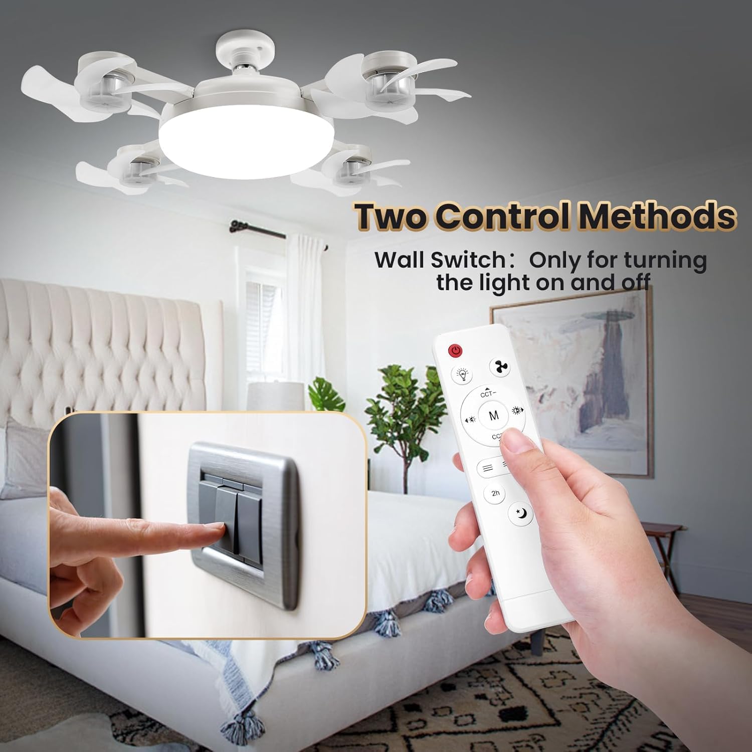 Ventilateur de Plafond LED Drone F4 avec Télécommande et Variateur - مروحة سقف ومصباح بتصميم الدرون مع ريموت كنترول - 4