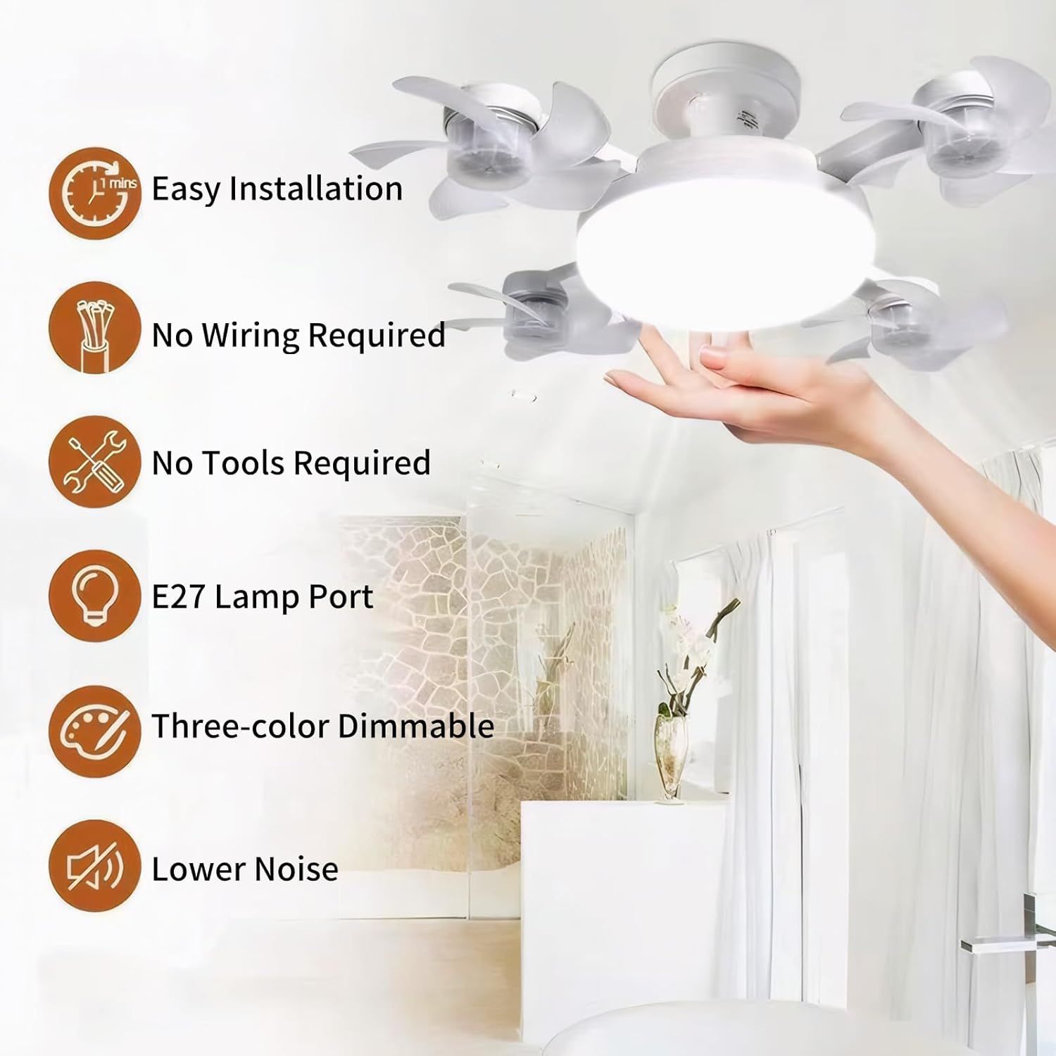 Ventilateur de Plafond LED Drone F4 avec Télécommande et Variateur - مروحة سقف ومصباح بتصميم الدرون مع ريموت كنترول 13