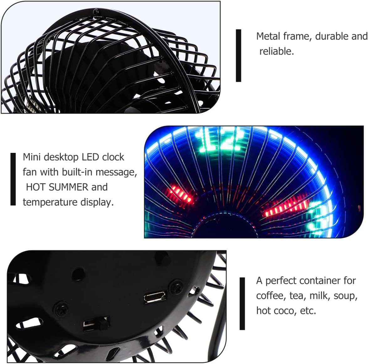 Ventilateur de Bureau LED avec Affichage de l'Heure et de la Température - مروحة المكتب الذكية بعرض الوقت ودرجة الحرارة - 6
