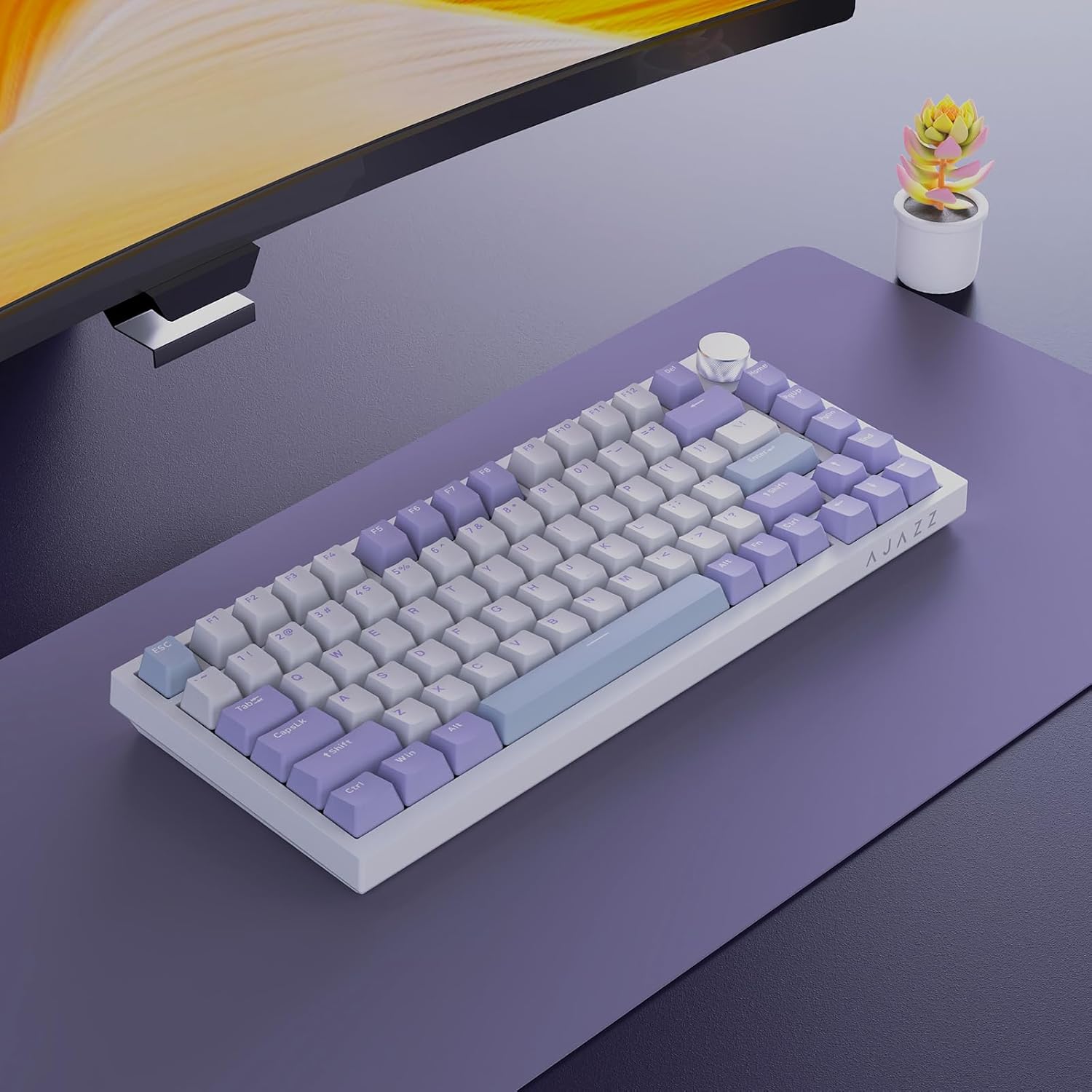 Clavier Mécanique Ajazz AK820 Purple avec Bouton de Volume et Structure Gasket - لوحة مفاتيح ميكانيكية - 8