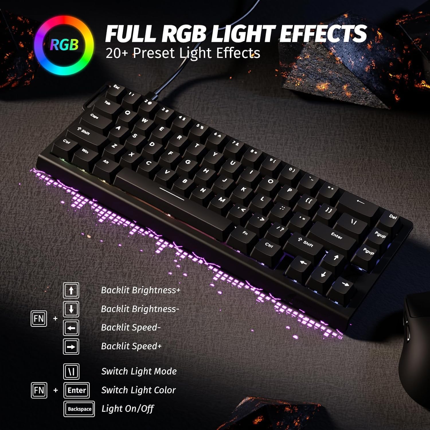 Clavier Gaming Magnétique ATTACK SHARK X68HE 60% avec Rapid Trigger et 8000Hz - لوحة مفاتيح المغناطيسية - 4