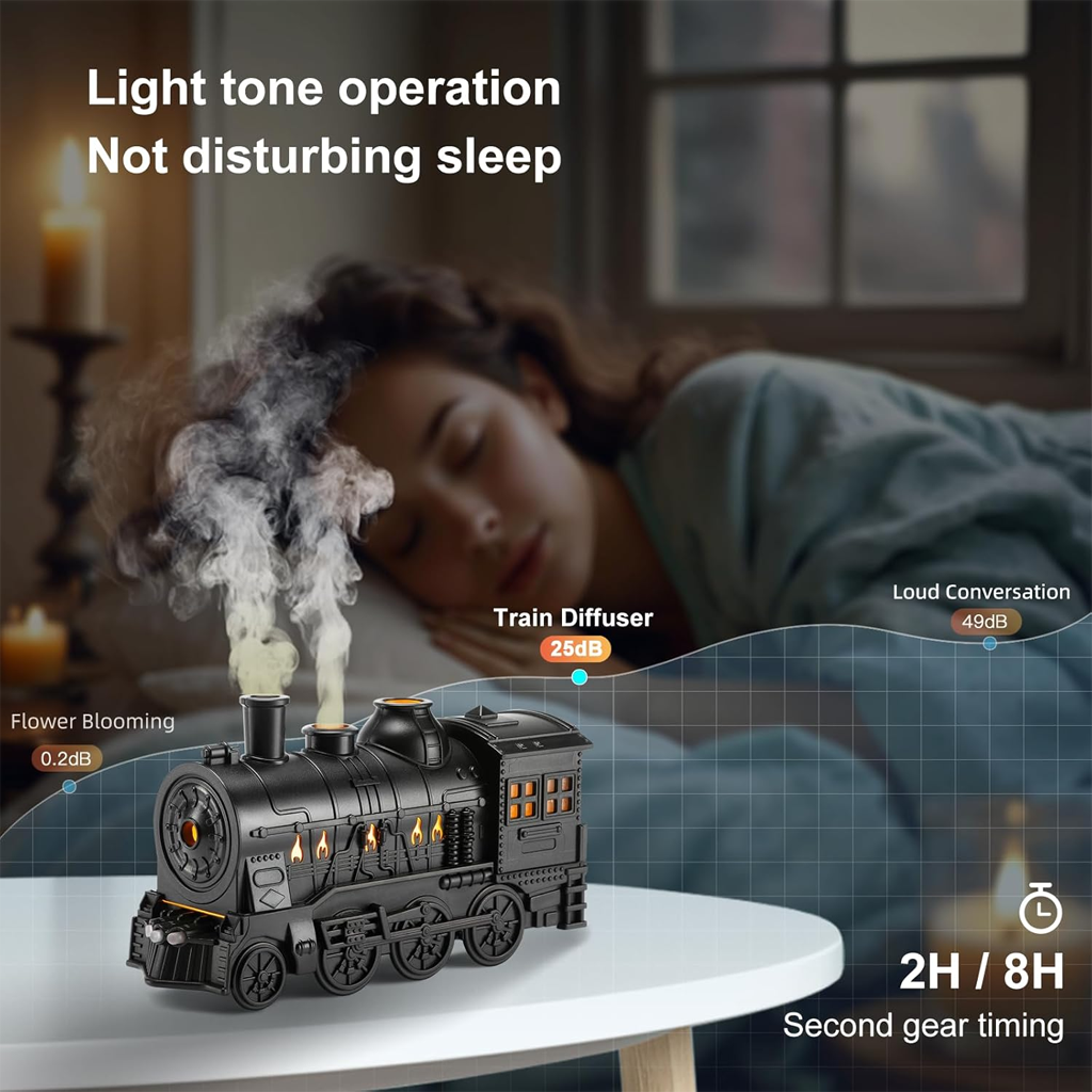 Diffuseur d'Huiles Essentielles en Forme de Train Humidificateur Ultrasonique - موزع روائح بتصميم القطار سعة 300 مل - 7