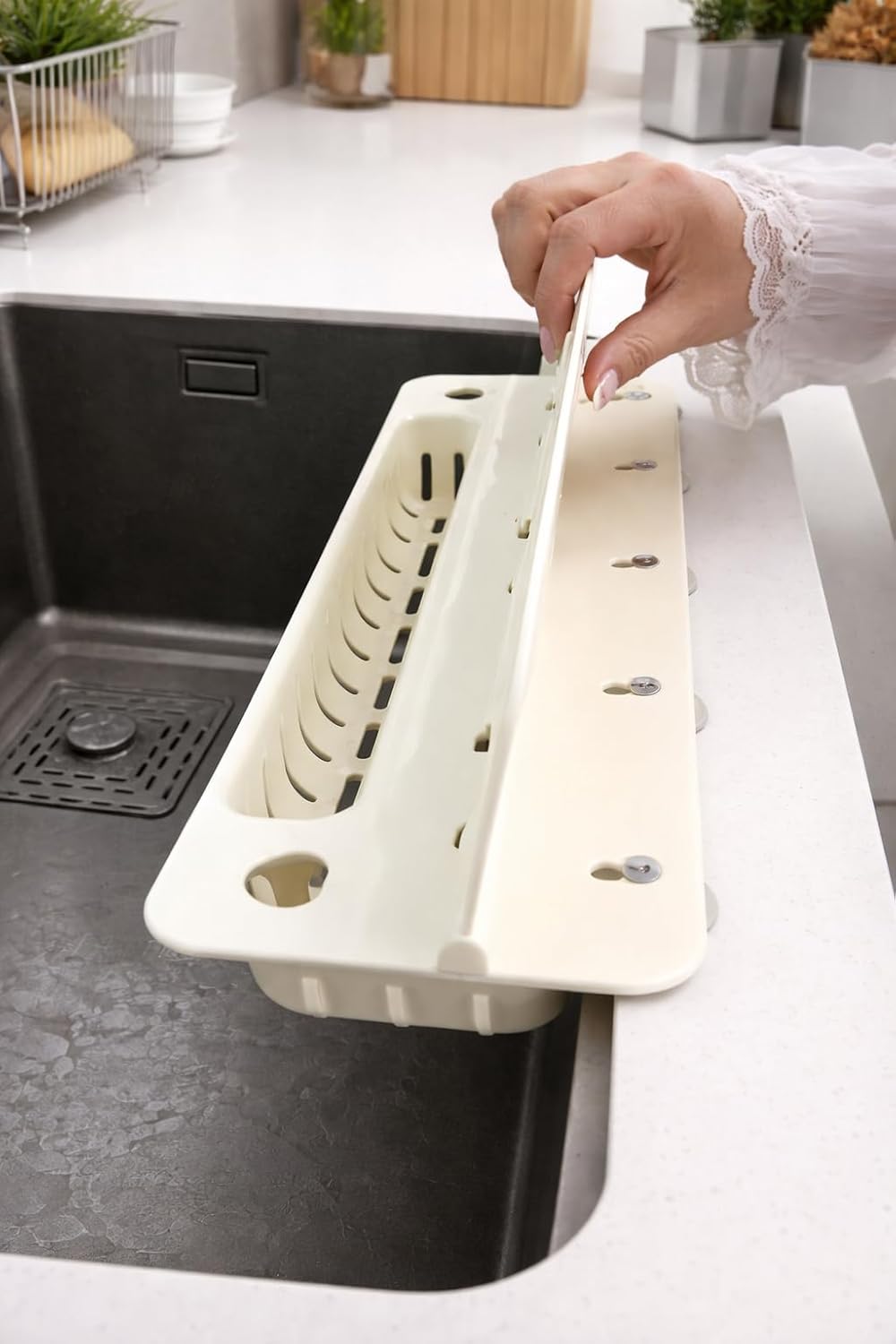 Protection Anti-Éclaboussures d’Évier de Cuisine avec 5 Ventouses - واقي رذاذ الماء للمغاسل بالشفاطات 10