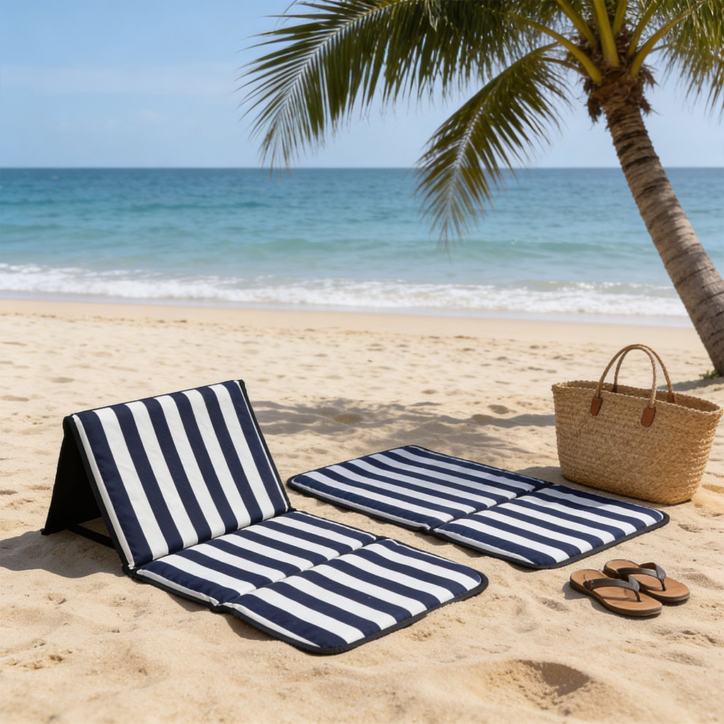 Tapis de Plage Pliable avec Dossier Réglable - حصيرة وكرسي الشاطئ القابل للطي مزود بمسند ظهر - 2