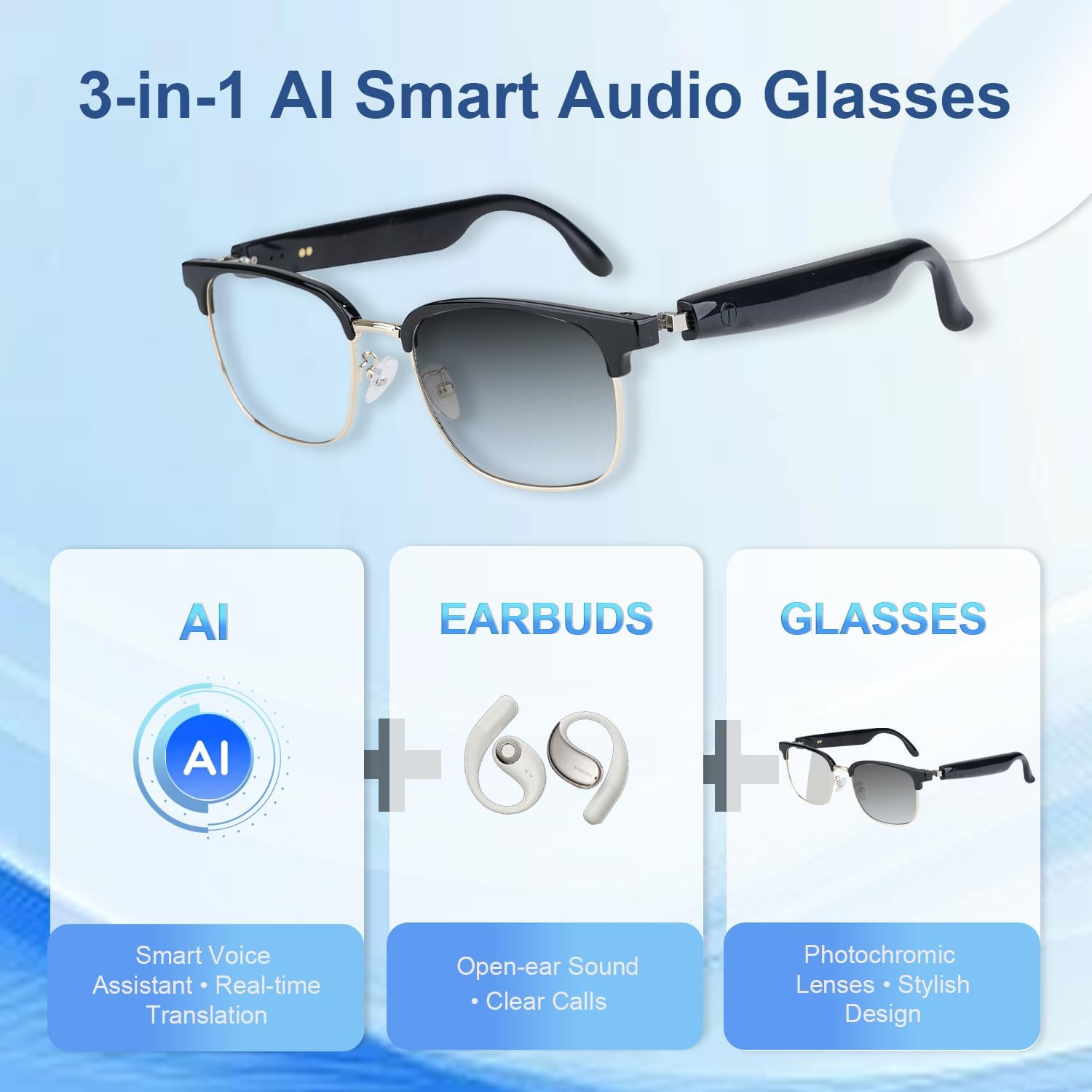 Lunettes Connectées F60 de Traduction IA et Audio Open-Ear Bluetooth 5.4 - نظارات المترجم الذكية بالذكاء الاصطناعي - 8
