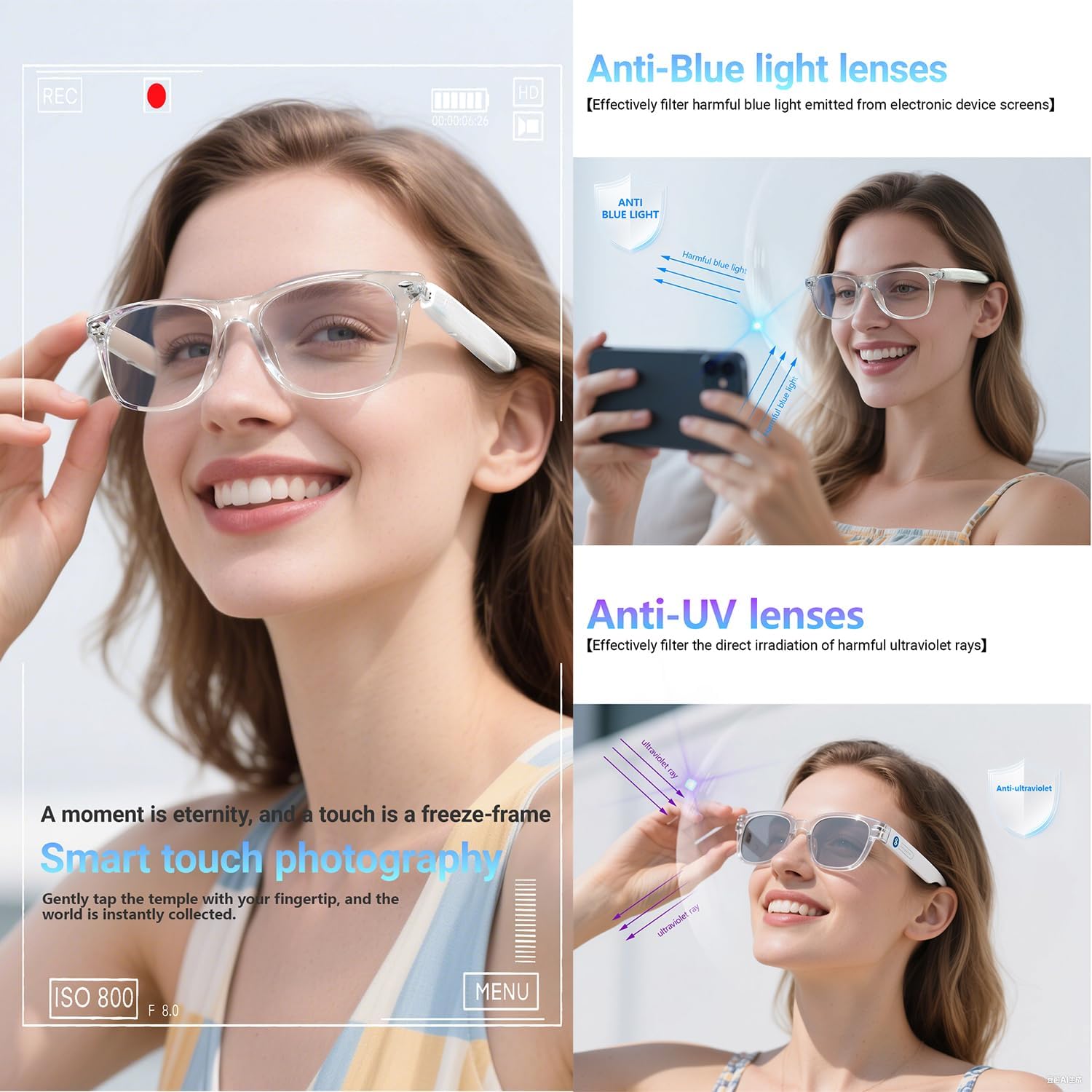 Lunettes Connectées F20 de Traduction IA et Audio Open-Ear Bluetooth 5.4 - نظارات المترجم الذكية بالذكاء الاصطناعي - 3