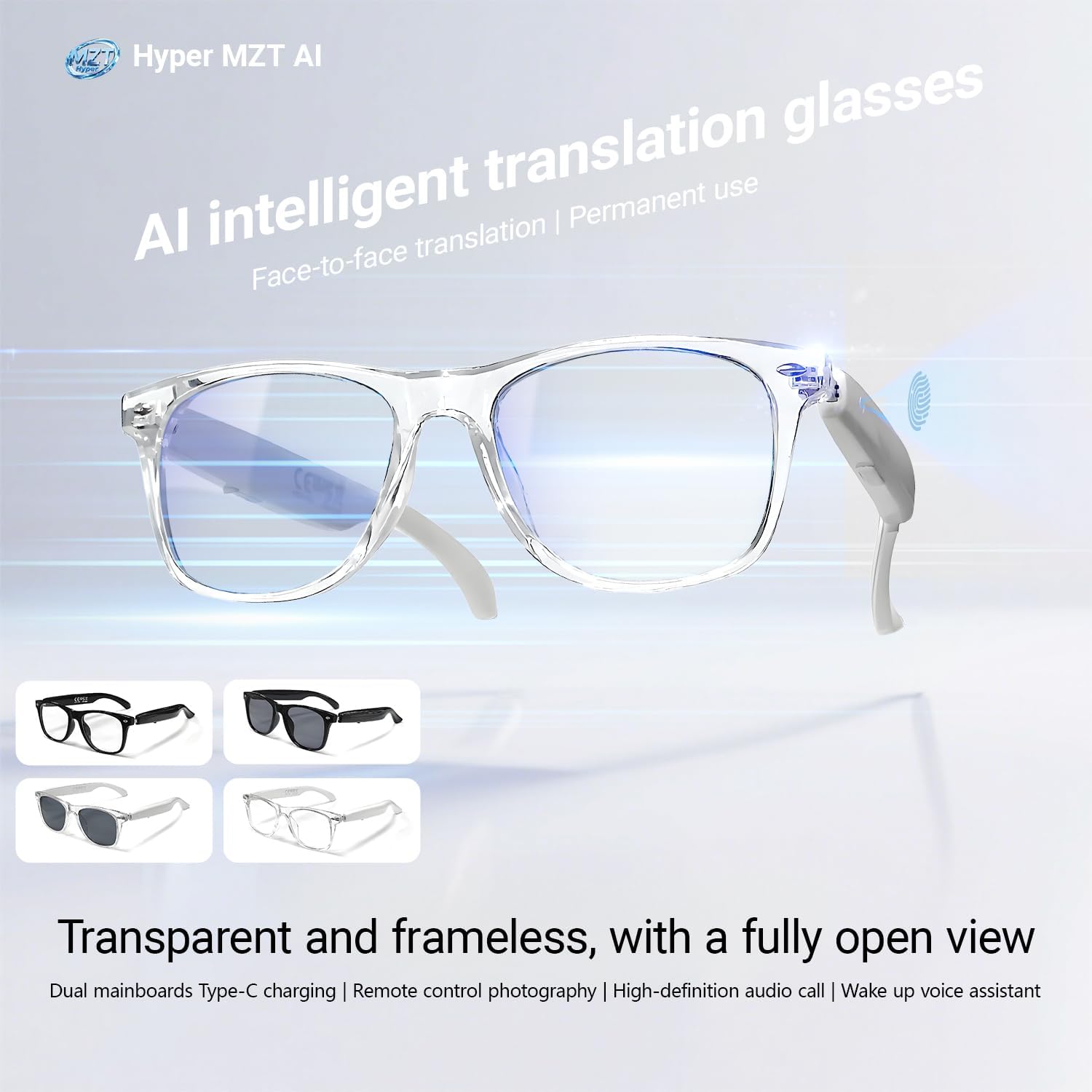 Lunettes Connectées F20 de Traduction IA et Audio Open-Ear Bluetooth 5.4 - نظارات المترجم الذكية بالذكاء الاصطناعي  - 1