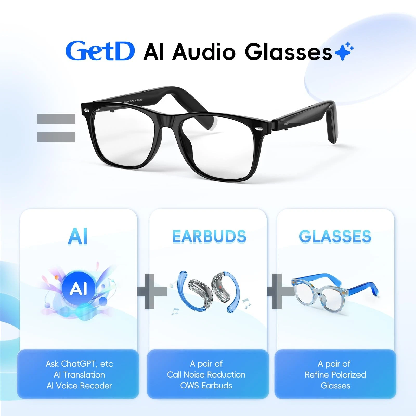 Lunettes Connectées GS03 de Traduction IA et Audio Open-Ear Bluetooth 5.4 - نظارات المترجم الذكية بالذكاء الاصطناعي - 15
