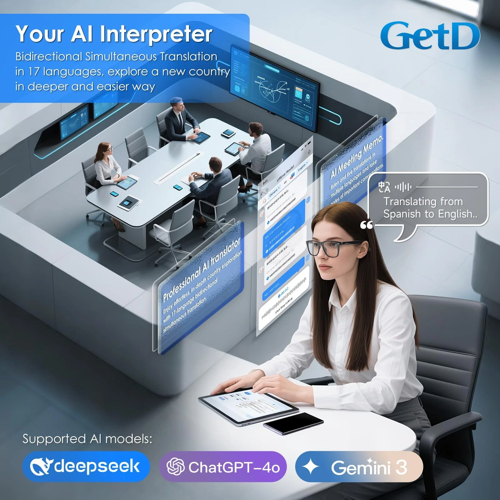 Lunettes Connectées GS03 de Traduction IA et Audio Open-Ear Bluetooth 5.4 - نظارات المترجم الذكية بالذكاء الاصطناعي 19