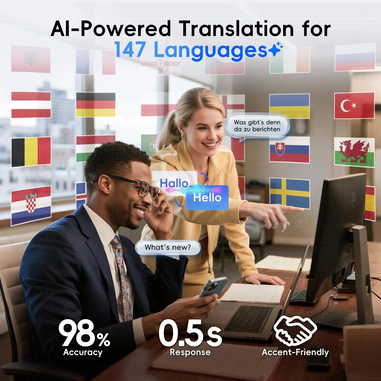Lunettes Connectées GS03 de Traduction IA et Audio Open-Ear Bluetooth 5.4 - نظارات المترجم الذكية بالذكاء الاصطناعي 18