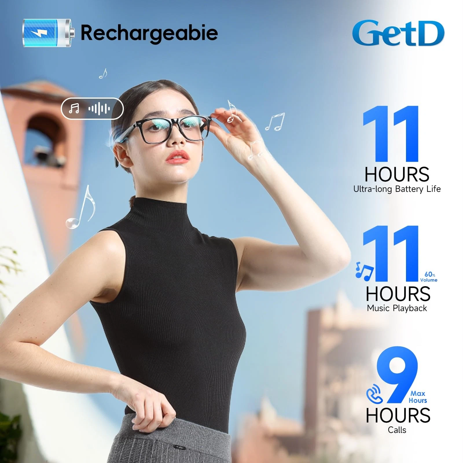 Lunettes Connectées GS03 de Traduction IA et Audio Open-Ear Bluetooth 5.4 - نظارات المترجم الذكية بالذكاء الاصطناعي 20