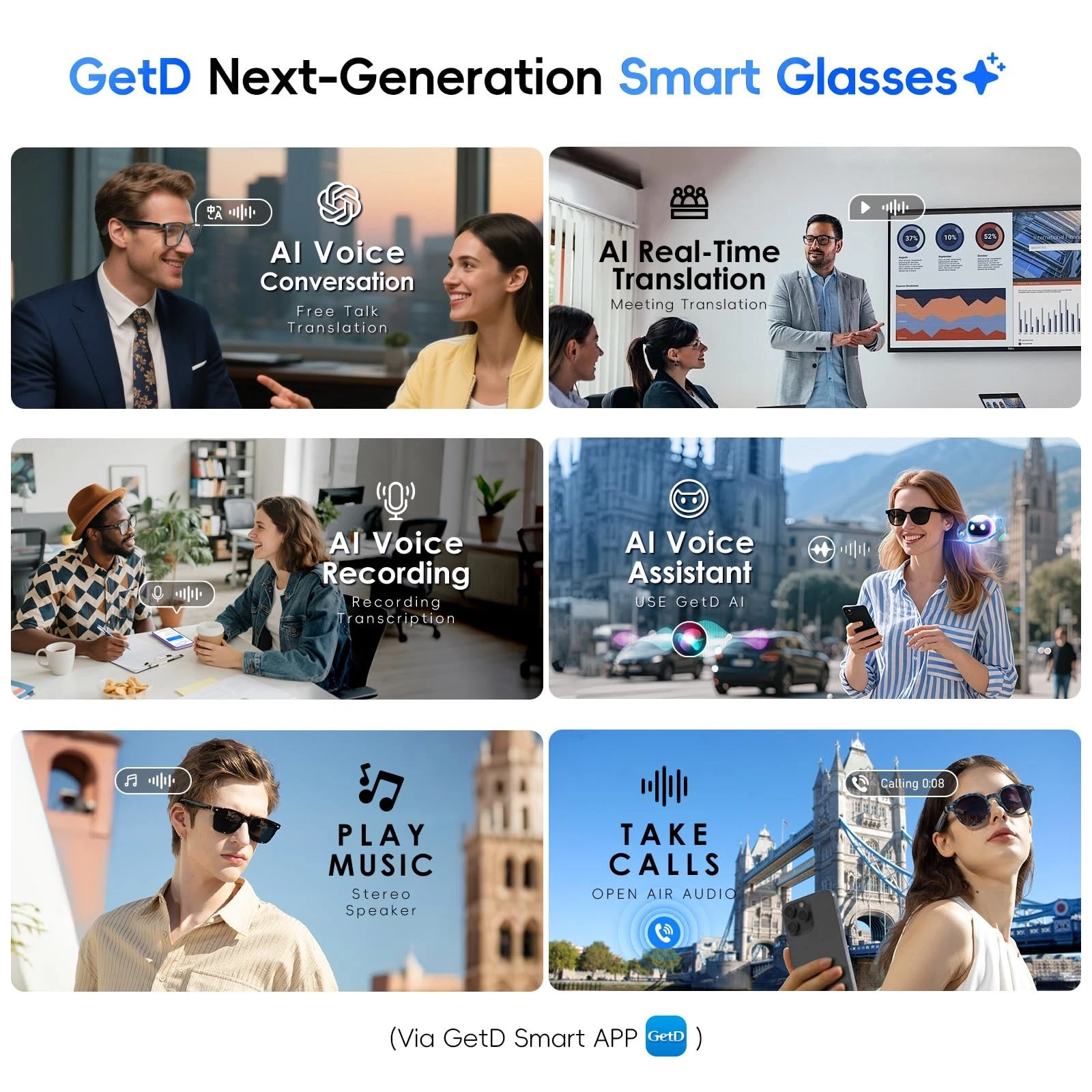 Lunettes Connectées GS03 de Traduction IA et Audio Open-Ear Bluetooth 5.4 - نظارات المترجم الذكية بالذكاء الاصطناعي 21