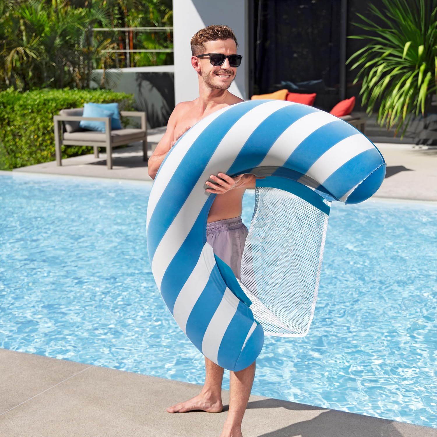 Siège de Piscine Gonflable Bestway Confort Luxueux avec Surface Velours - مقعد المسبح الفاخر بسطح مخملي وشبكة تبريد - 9