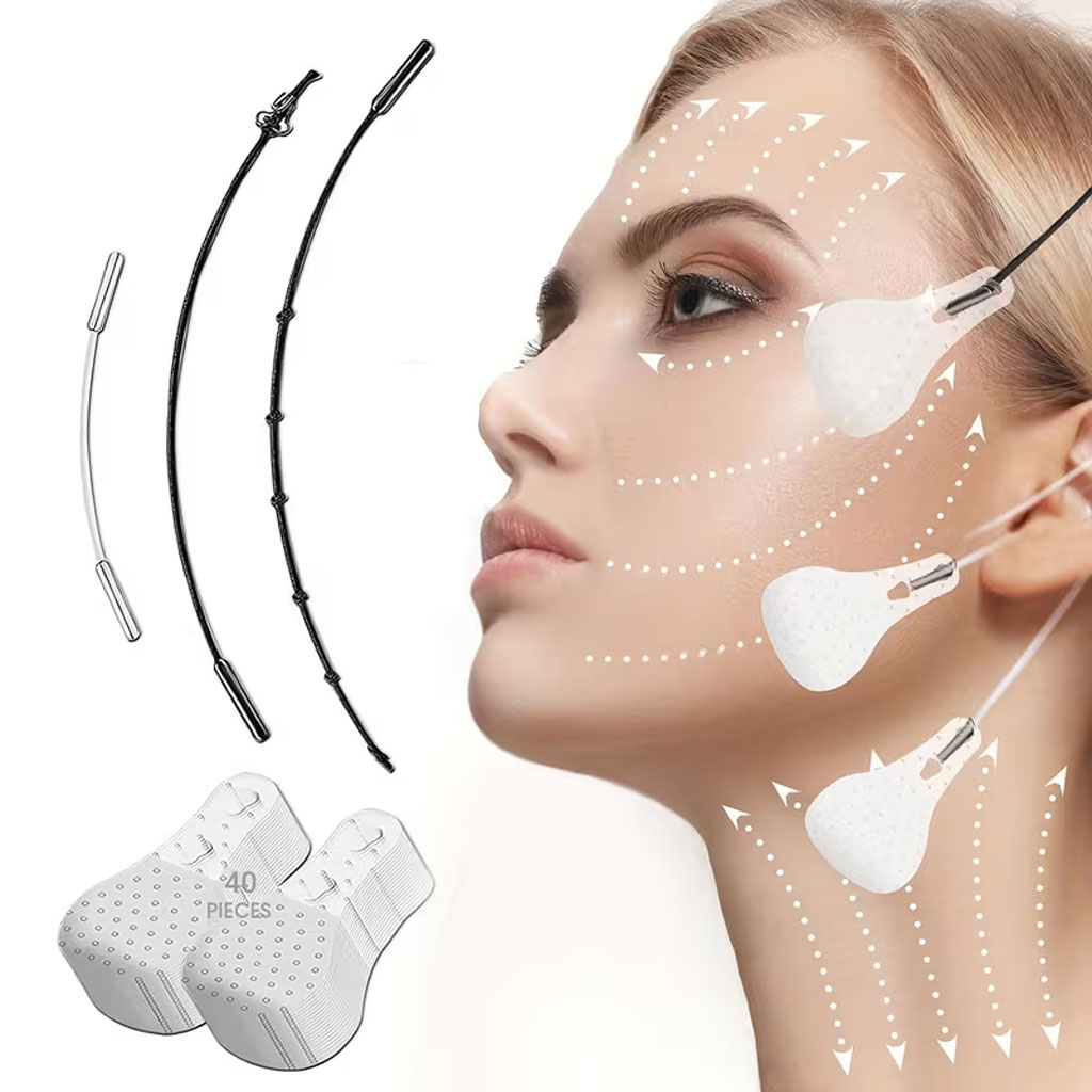 Bandes de Lifting Facial Invisibles pour un Visage en V Impéccable - أشرطة شد وإخفاء عيوب الوجه والرقبة الفورية 2