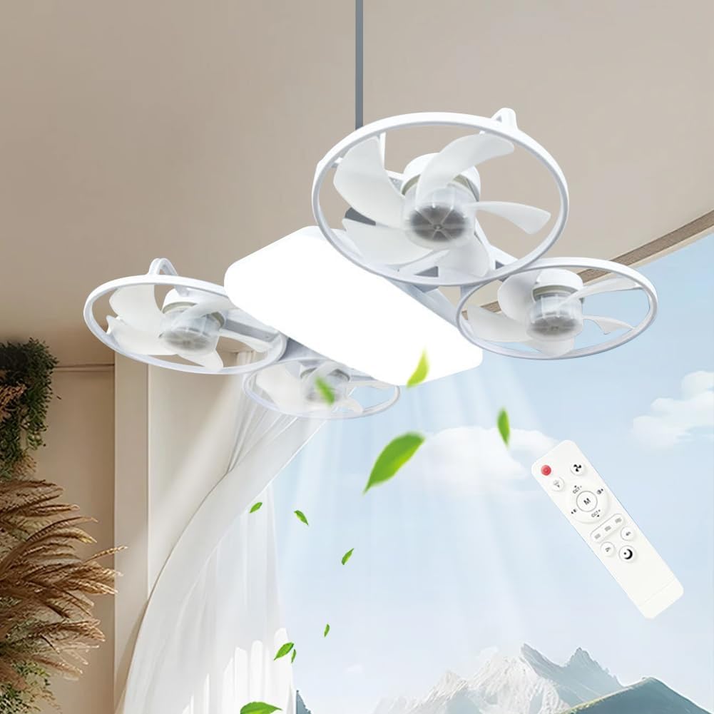 Ventilateur de Plafond Lumineux Design Drone E27 avec Télécommande - مروحة إضاءة ذكية بتصميم طائرة درون مع يد تحكم - 4